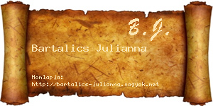Bartalics Julianna névjegykártya